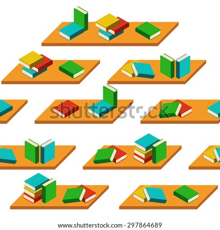Vector seamless isolated pattern bookshelves and books