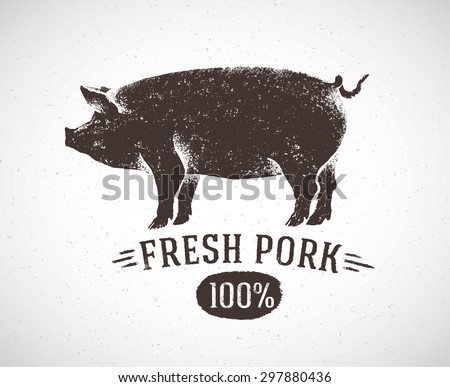 Graphical pig, hand drawing illustration. Royalty-Free Stock Photo #297880436