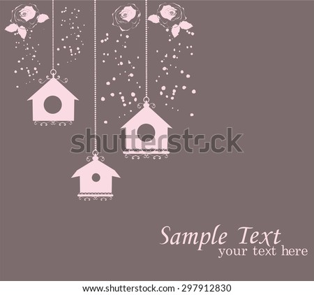 vector illustration of a vintage card with bird house