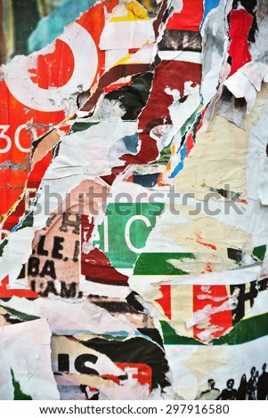 Photograph of urban random collage background or typography texture