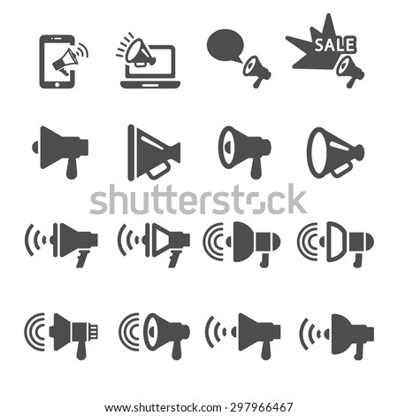 megaphone in action icon set 3, vector eps10. Royalty-Free Stock Photo #297966467