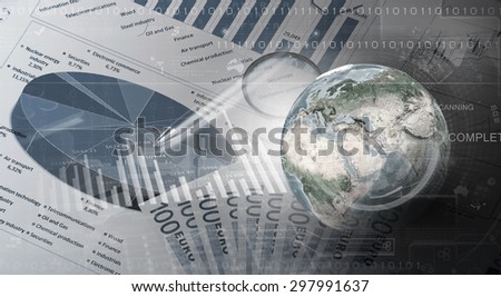 Abstract image planet earth on background of business devices. Elements of this image are furnished by NASA