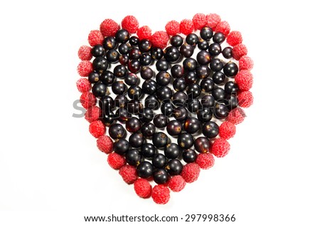 berries in the shape of heart isolated