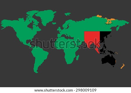 An Illustrated Map of the world with the flag of Zambia