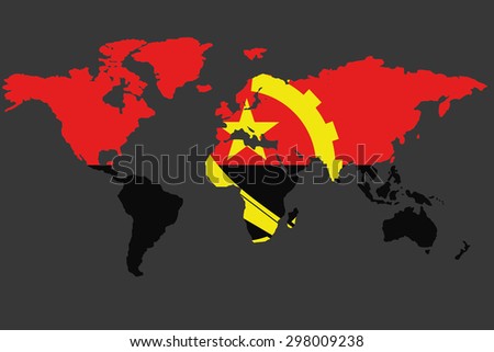 An Illustrated Map of the world with the flag of Angola