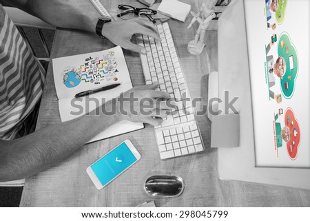Brainstorm graphic against casual businessman typing on keyboard