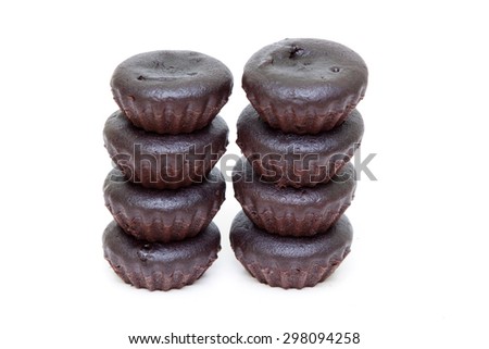 Chocolate Muffins with banana isolated on a white background