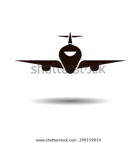 airplane symbol silhouette black icon front view