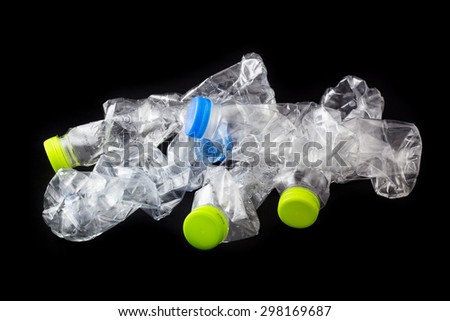 Recycle made of used plastic bottles. Picture Concept of recycle black background.
