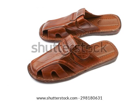 Men's leather sandals isolated on white background