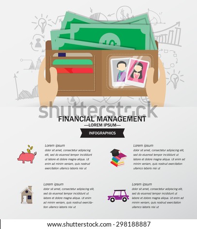 Holding wallet , Financial and Management concept infographics ,vector illustration 