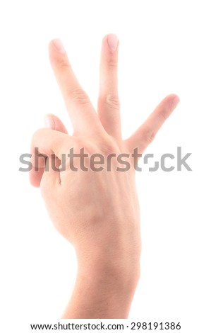 Letter 'T' in sign language, hand on a white background