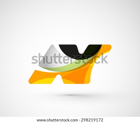 Abstract geometric company logo N letter.  illustration of universal shape concept made of various wave overlapping elements