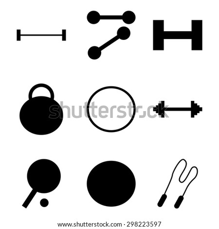 
Black icon on white background collection of sport