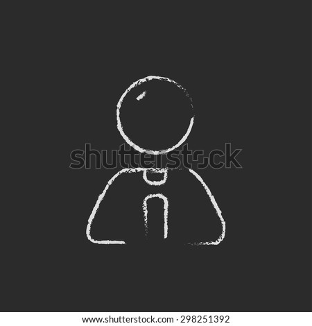 Businessman relaxing hand drawn in chalk on a blackboard vector white icon on a black background