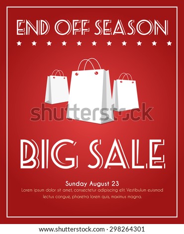 Design a poster for sale with a retro-style red with shopping bags. Vector illustration