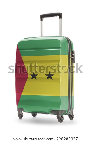Suitcase painted into national flag - Sao Tome and Principe