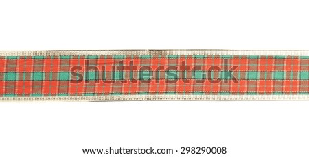 Christmas red, golden and green stripe decoration tape isolated over the white background