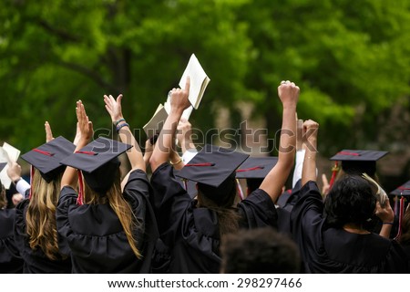 University graduation ceremonies on Commencement Day  Royalty-Free Stock Photo #298297466