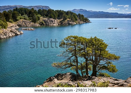 Alumine Lake,Villa Pehuenia, Neuquen, Argentina                     Royalty-Free Stock Photo #298317983