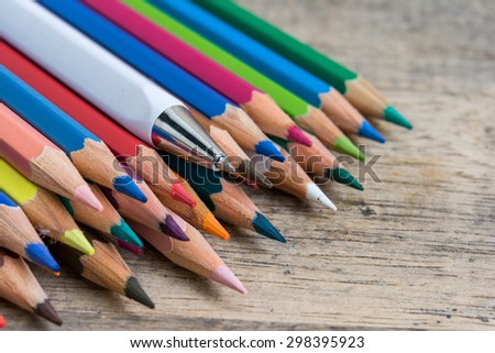 Pen on color pencil