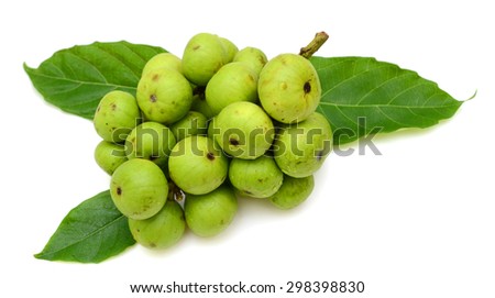 Fresh figs and leaf isolated on white background