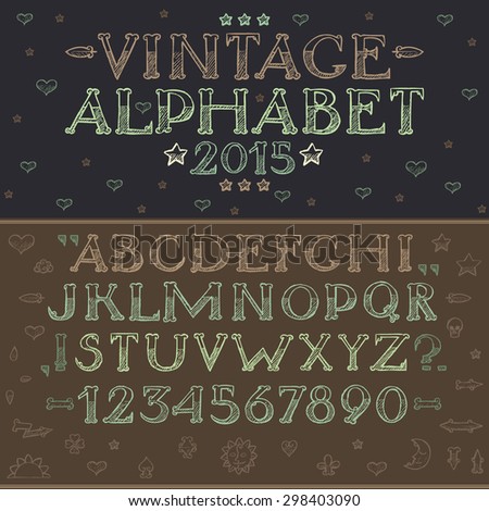Vintage alphabet. Vector artwork.