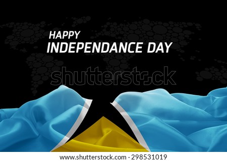 Happy Independence Day Saint Lucia flag and World Map background