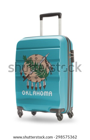Suitcase painted into US state flag - Oklahoma