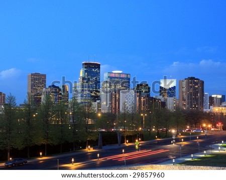 Night view of downtown Minneapolis