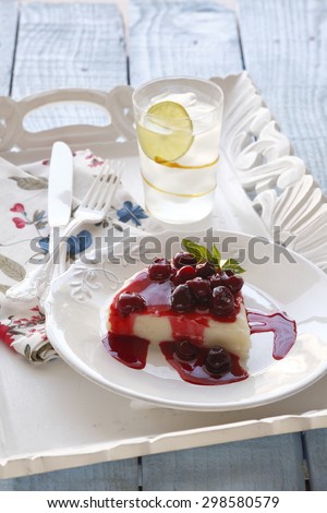 cherry dessert recipes in a vintage white tray