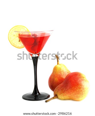 cocktail with lemon and two pears