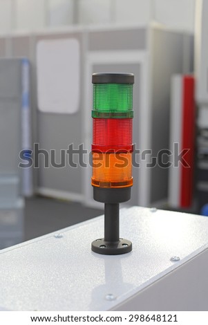 Stack Lights at Automated Machinery Production in Factory