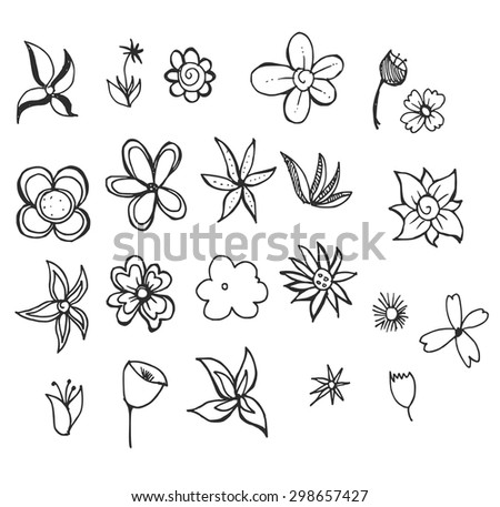 Set of flower doodles