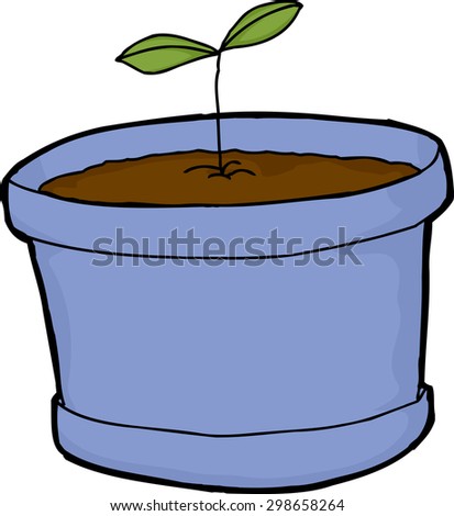 Isolated pot with seedling over white background