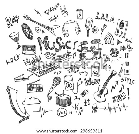 Music doodles vector Royalty-Free Stock Photo #298659311