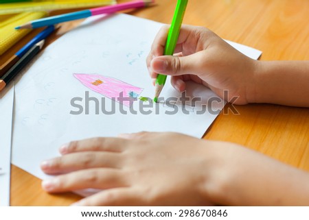 Children's drawing and painting in the house.