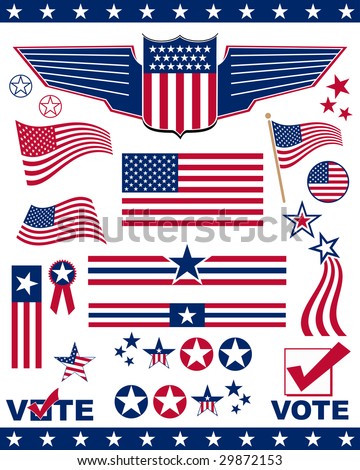 Elements and icons related to American patriotism