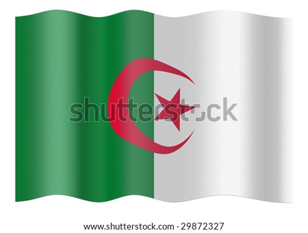 Flag of Algeria. Illustration over white background