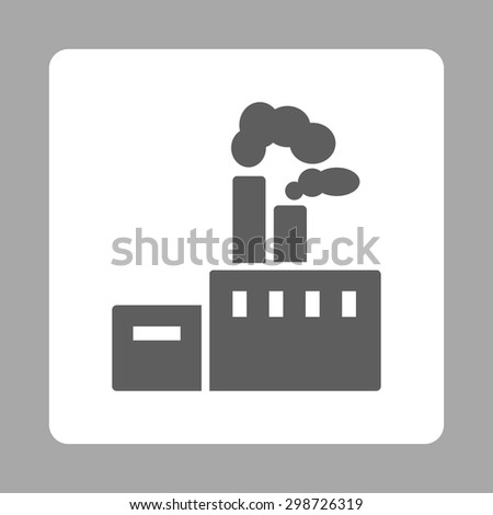 Factory icon from Commerce Buttons OverColor Set. Vector style is dark gray and white colors, flat square rounded button, silver background.