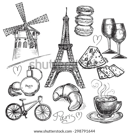 The vector illustration "hand drawn Eiffel Tower" for design