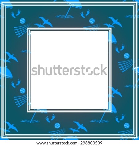 Abstract border with beach symbols on a dark background.