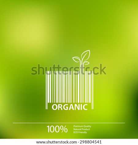Organic barcode symbol on blurry background vector illustration