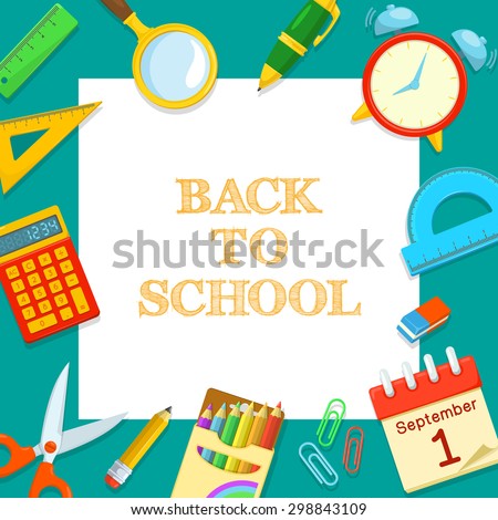 Welcome back to school. Education background design. Colorful frame vector composition. 