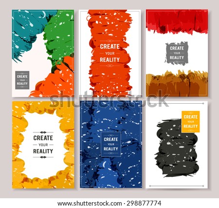 Set of creative vector card templates. Hand drawn textures. Abstract painting illustration. Modern banners. Artistic background