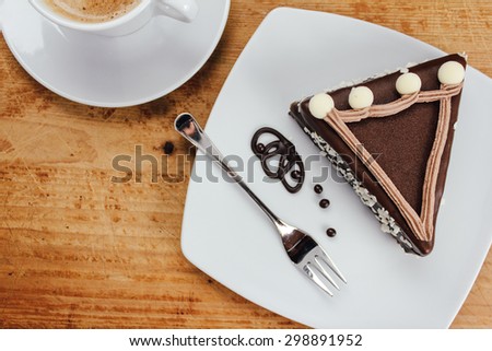 Chocolate Cake and coffee on the table