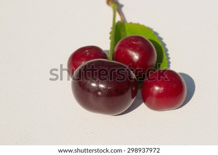 isolated red cherry fruit food ripe berry white drink