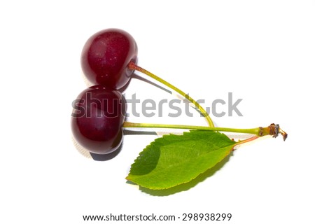 isolated red cherry fruit food ripe berry white drink