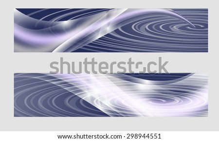 Set of two banners with abstract waves and spiral
