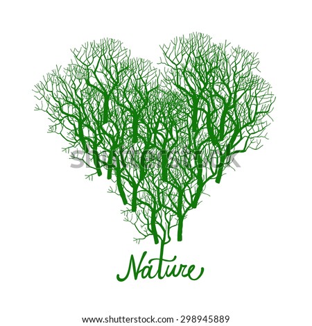 Heart shape tree logo. Nature and environment ecology theme. Vector illustration for your design.